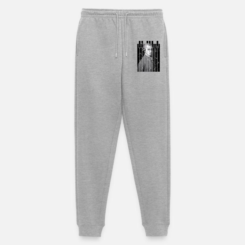 Glitch Mozart Classical Portrait Art - Männer Premium Bio Jogginghose - Grau meliert