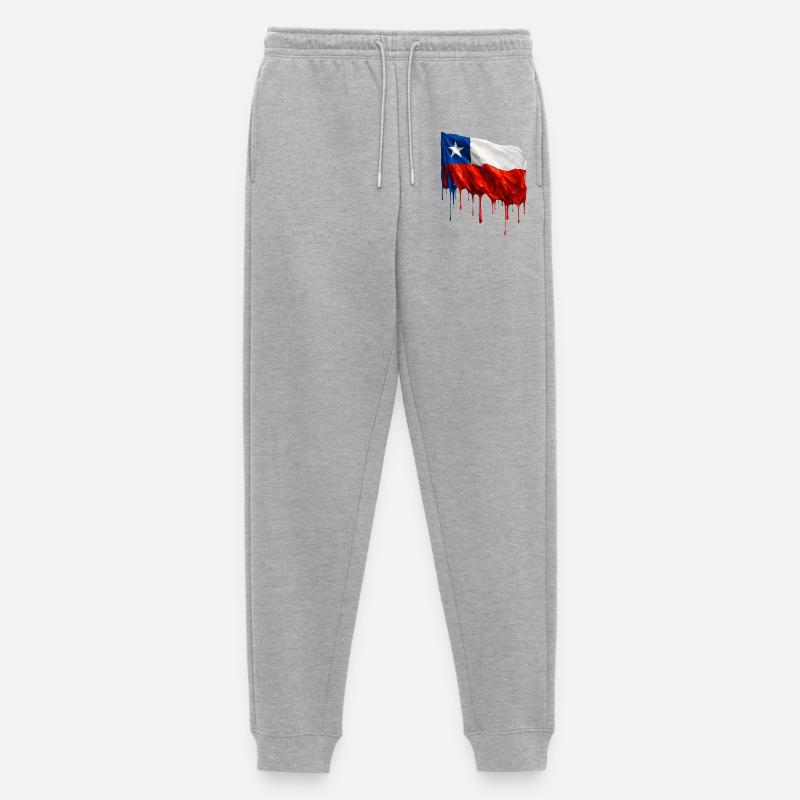 Chile Flagge Tropfende Farbfläche - Männer Premium Bio Jogginghose - Grau meliert