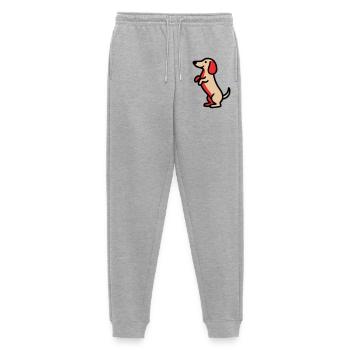 Süßer Dackel Hund Männchen Comic - Männer Premium Bio Jogginghose - Grau meliert - Vorne - Thijin (182cm)