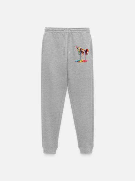 Trumpet with dripping paint - Men's Premium Organic Joggers - heather grey