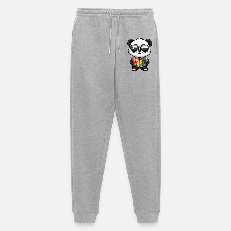 Panda Comic Urlaub - Männer Premium Bio Jogginghose - Grau meliert