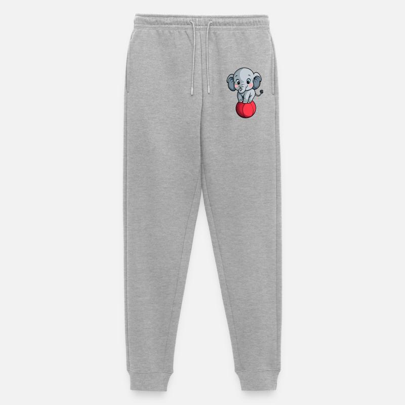 Balancierender Elefant auf rotem Ball - Männer Premium Bio Jogginghose - Grau meliert