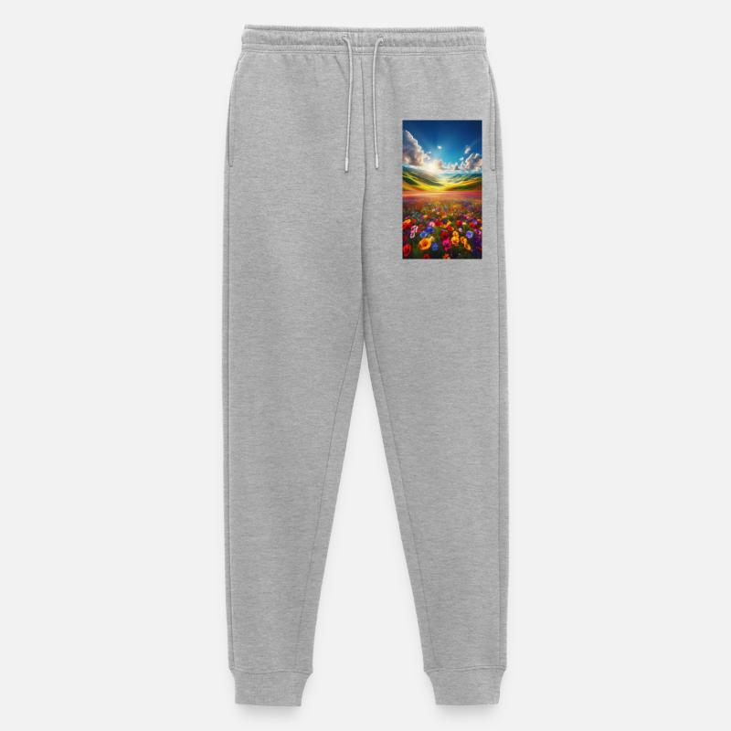 Regenbogenwiese im Sonnenlicht - Männer Premium Bio Jogginghose - Grau meliert
