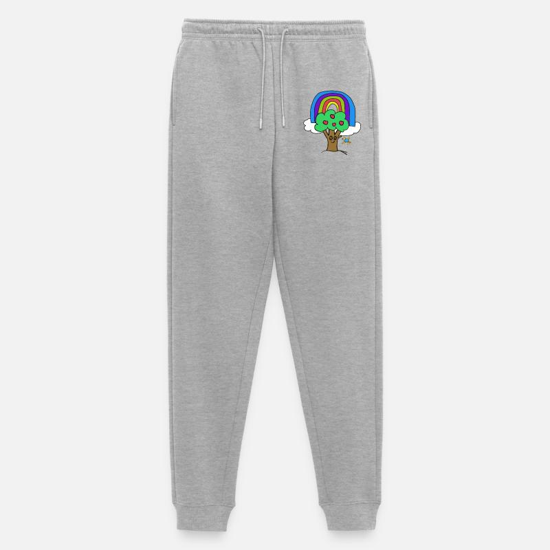 Regenbogen Apfelbaum Vogel Kinder - Männer Premium Bio Jogginghose - Grau meliert