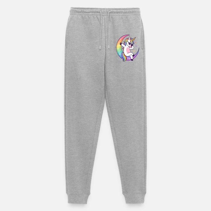 Regenbogen-Einhorn-Mond-Rille - Männer Premium Bio Jogginghose - Grau meliert
