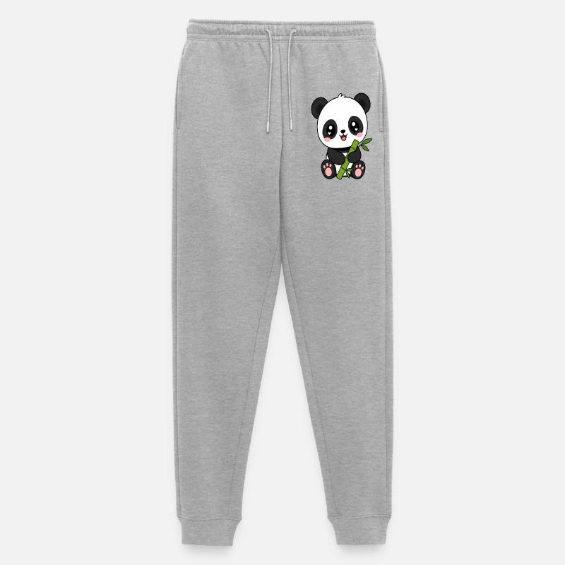 Panda Bambus Charm - Männer Premium Bio Jogginghose - Grau meliert