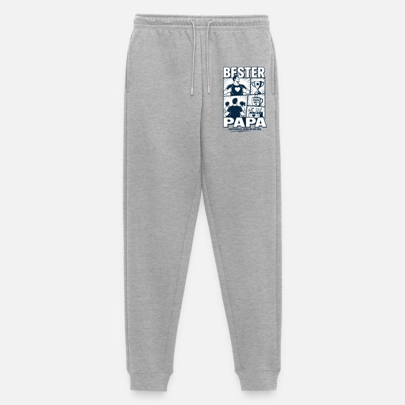 Bester Papa Superheld Design - Männer Premium Bio Jogginghose - Grau meliert