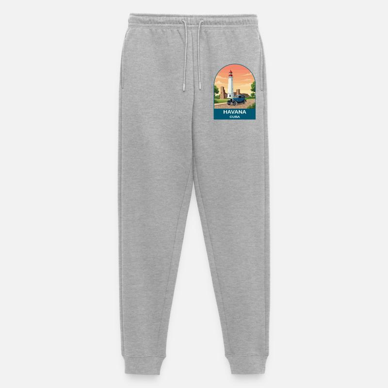 Havana Cuba Oldtimer-Reiseplakat - Männer Premium Bio Jogginghose - Grau meliert