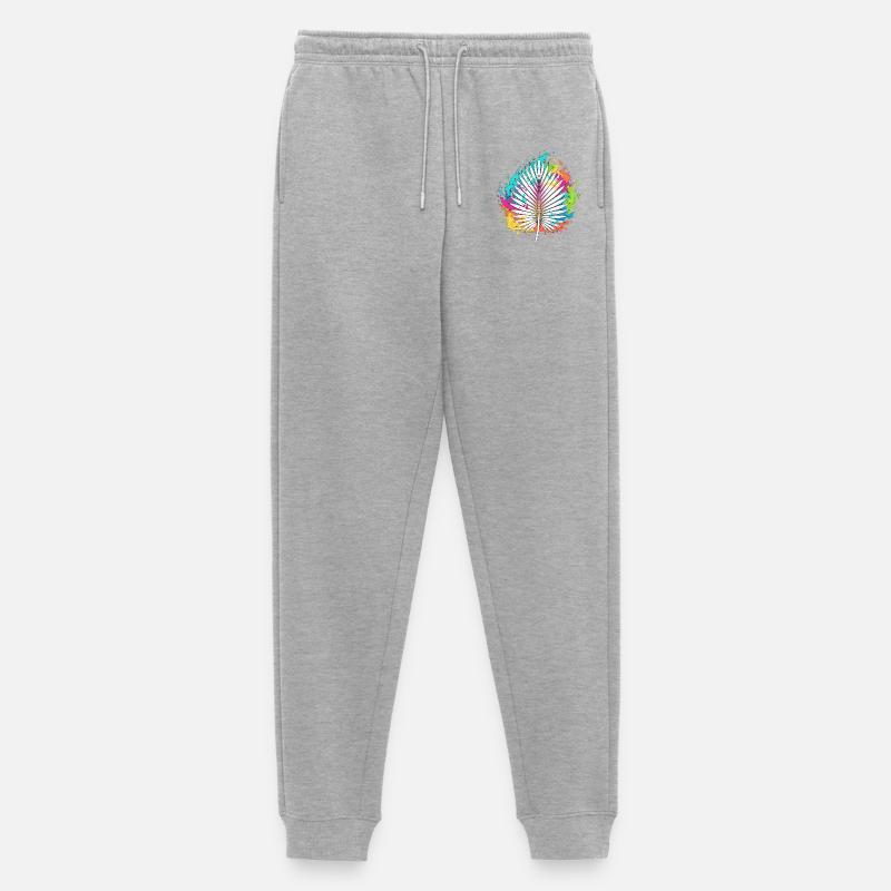 Bunte Palmenfächer Farbexplosion - Männer Premium Bio Jogginghose - Grau meliert