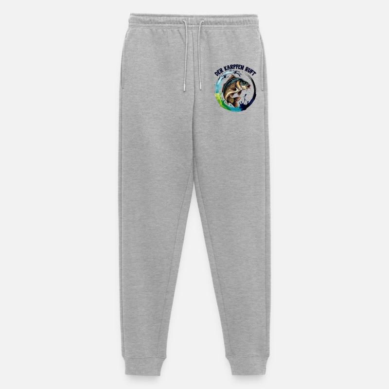 Der Karpfen ruft - Männer Premium Bio Jogginghose - Grau meliert