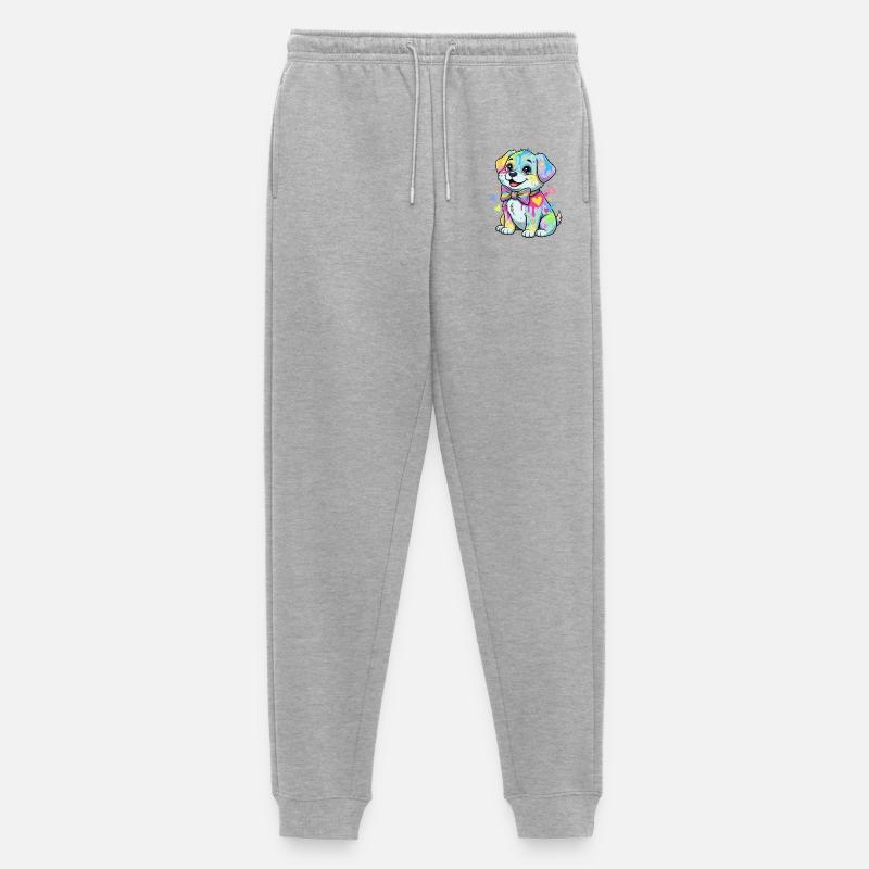 Bunter Welpe mit Regenbogenflecken - Männer Premium Bio Jogginghose - Grau meliert