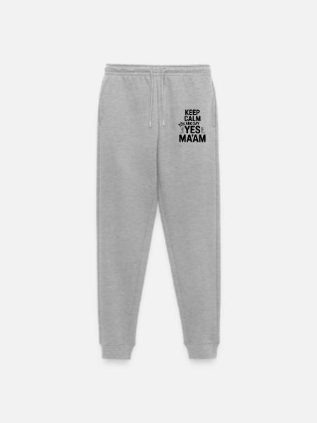 Keep Calm and Say Yes Ma'am - Men's Premium Organic Joggers - heather grey