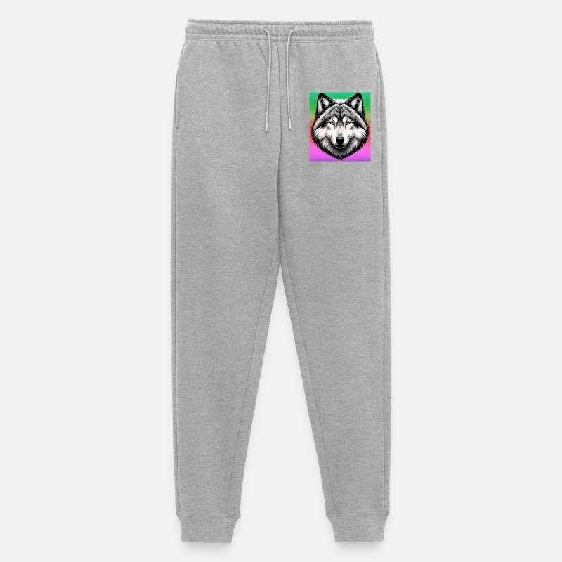 Wolf - Männer Premium Bio Jogginghose - Grau meliert