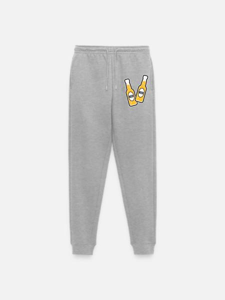 2 Bierflaschen (Bier / POS 3C) - Männer Premium Bio Jogginghose - Grau meliert