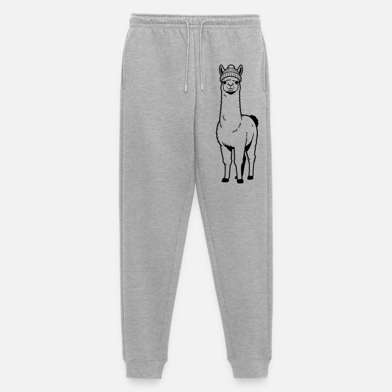 Llama Beanie - Männer Premium Bio Jogginghose - Grau meliert