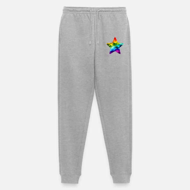Regenbogen-Mosaikstern - Männer Premium Bio Jogginghose - Grau meliert