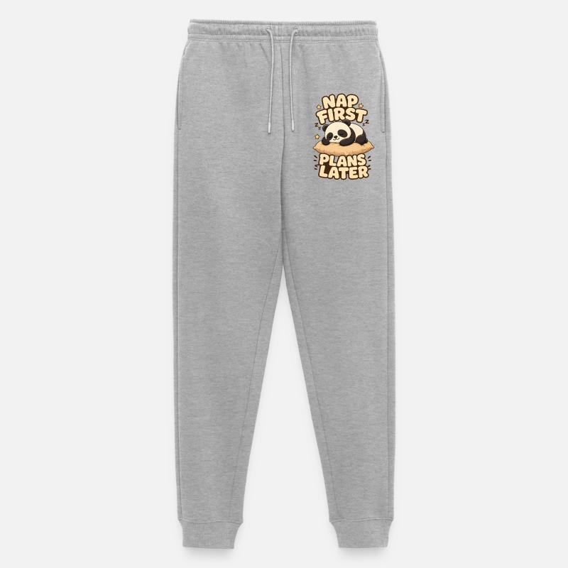 Nap First Plans Later Panda - Männer Premium Bio Jogginghose - Grau meliert
