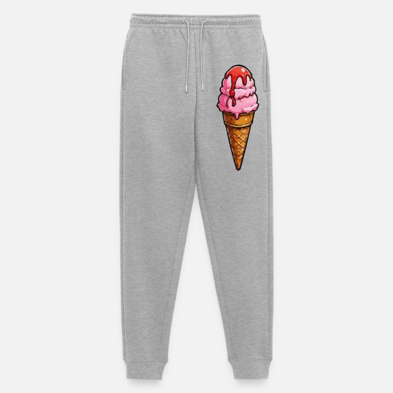 Cartoon Eiscreme Rosa Kugeln Sirup - Männer Premium Bio Jogginghose - Grau meliert