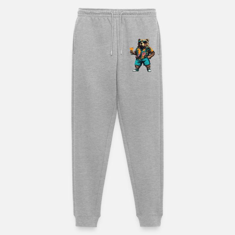 Bär Comic Sommer - Männer Premium Bio Jogginghose - Grau meliert