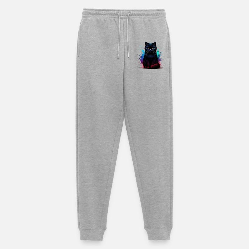 Schwarze Katze Geschenk - Männer Premium Bio Jogginghose - Grau meliert