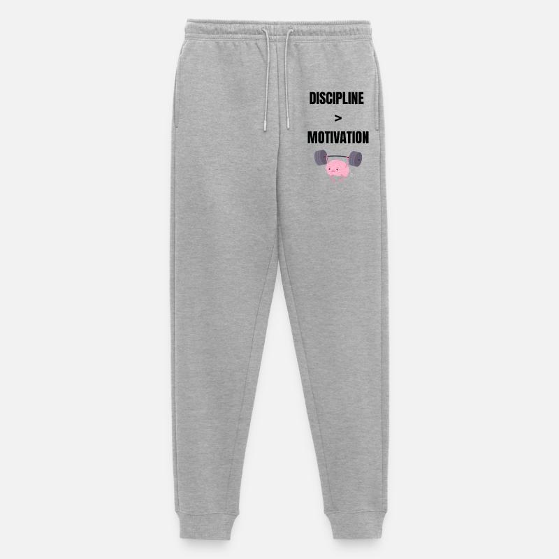 Disziplin über Motivation - Männer Premium Bio Jogginghose - Grau meliert
