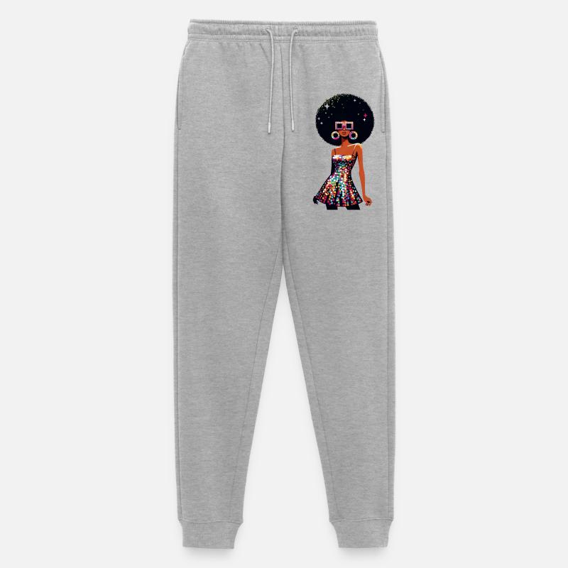 Disco Afro Glam Sequins Design - Pantalon de jogging Premium bio Homme - gris chiné