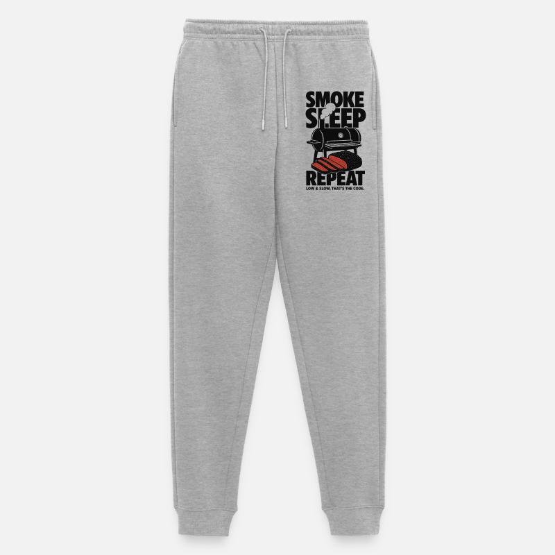 Smoke Sleep Repeat BBQ Design - Männer Premium Bio Jogginghose - Grau meliert