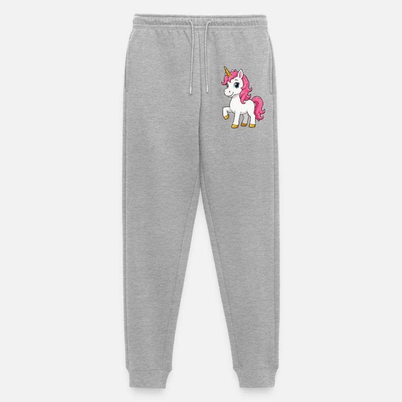 Rosa Einhorn mit Pinker Mähne - Männer Premium Bio Jogginghose - Grau meliert