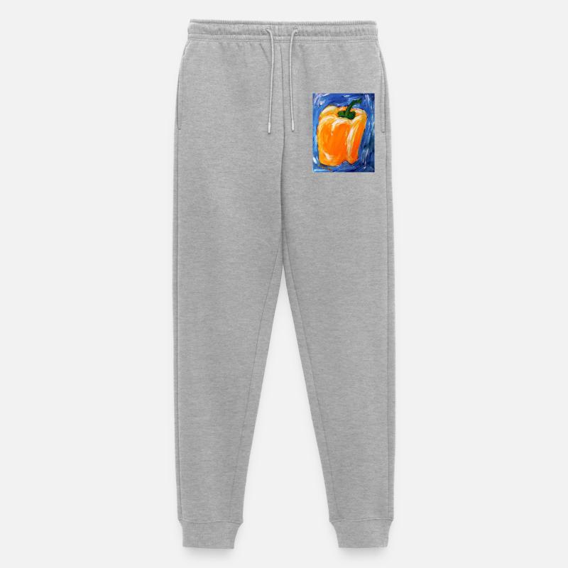 Oranger Paprika im Expressionismus - Männer Premium Bio Jogginghose - Grau meliert