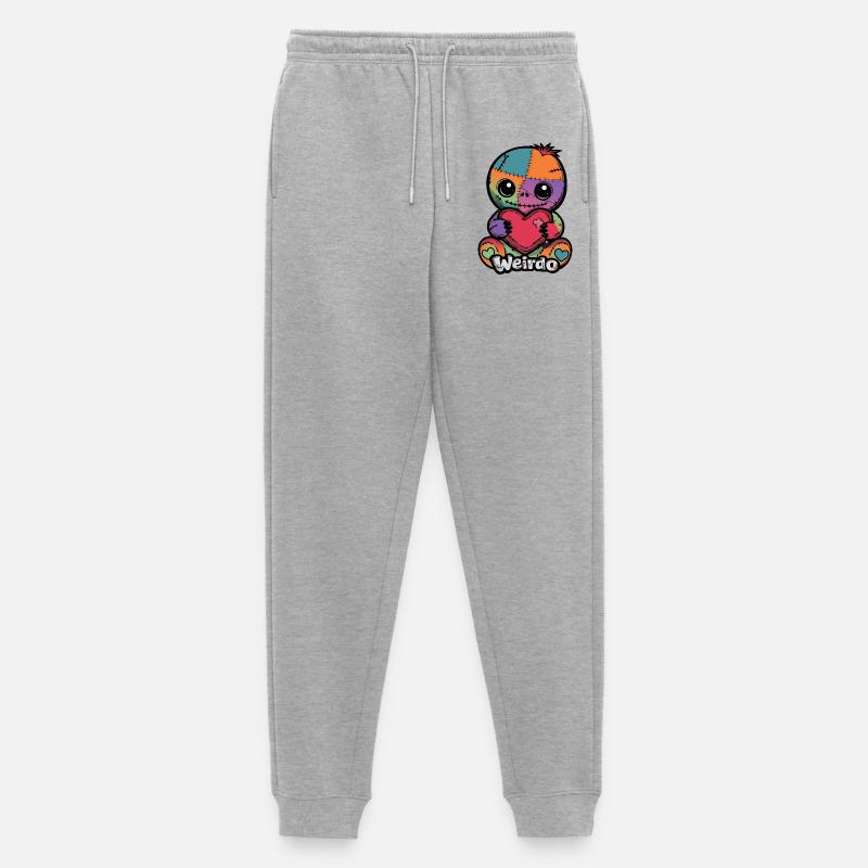 Patchwork Kuschelheld Weirdo Herz - Männer Premium Bio Jogginghose - Grau meliert