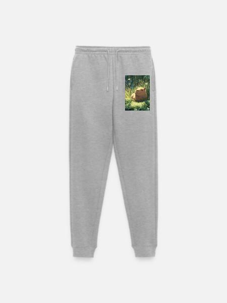 Sun hamster in the grass - Men's Premium Organic Joggers - heather grey