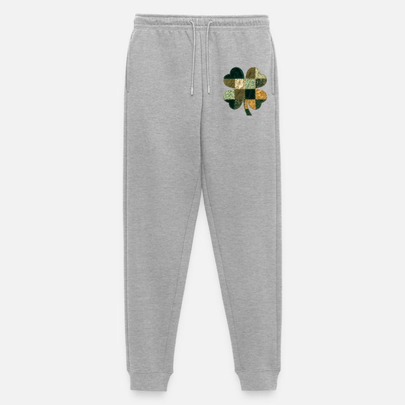 Patchwork Kleeblatt Quilt Stil - Männer Premium Bio Jogginghose - Grau meliert
