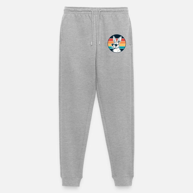 Sunny Retro Bunny mit Brille - Männer Premium Bio Jogginghose - Grau meliert