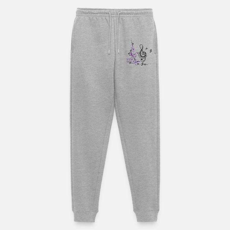 Clef con note musicali - Pantaloni da jogging ecologici premium da uomo - grigio melange