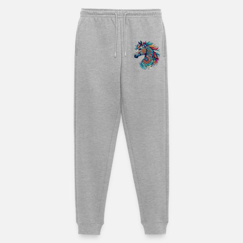 Pferd mit Mandalas verziert - Männer Premium Bio Jogginghose - Grau meliert