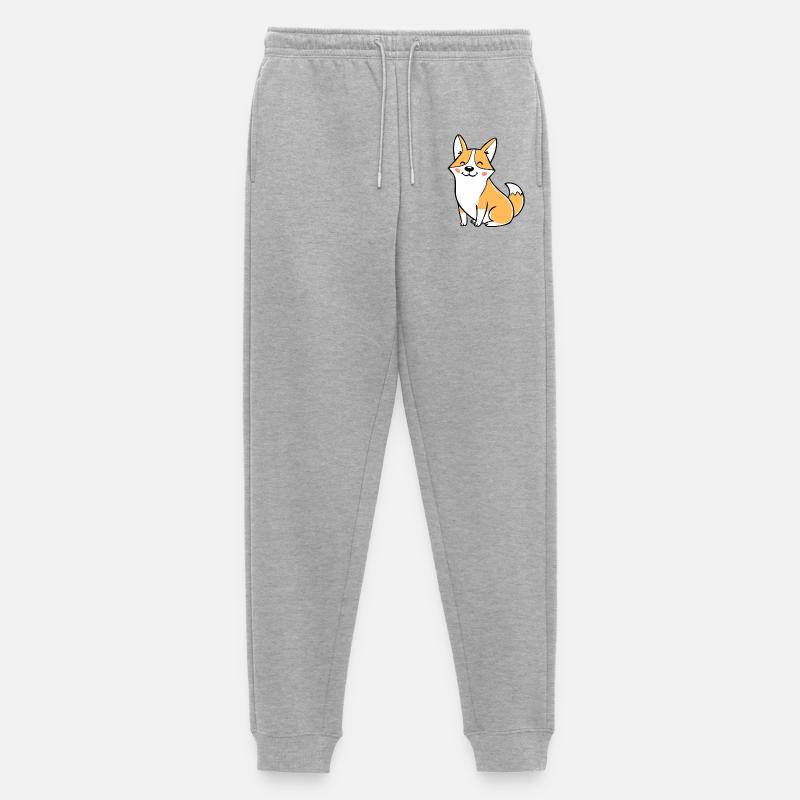 Fröhlicher Corgi (Comic) - Männer Premium Bio Jogginghose - Grau meliert