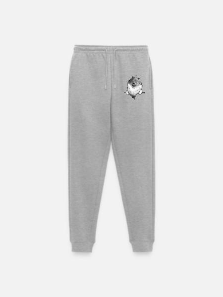 Funny Wolfsspitz I Comic Dog Gift - Men's Premium Organic Joggers - heather grey