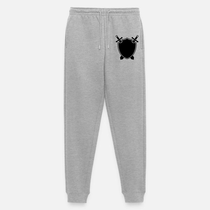 Mittelalterlicher Schild mit Schwert - Männer Premium Bio Jogginghose - Grau meliert
