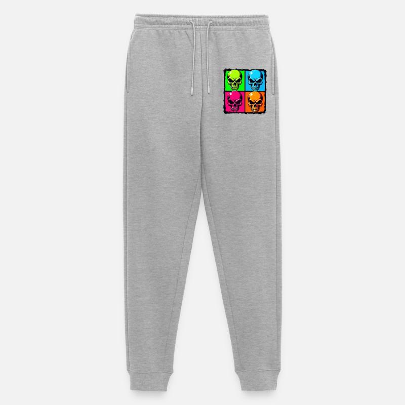 Bunte Totenköpfe - Männer Premium Bio Jogginghose - Grau meliert