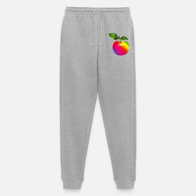 Bunter Regenbogen-Apfel mit Blättern Illustration - Männer Premium Bio Jogginghose - Grau meliert