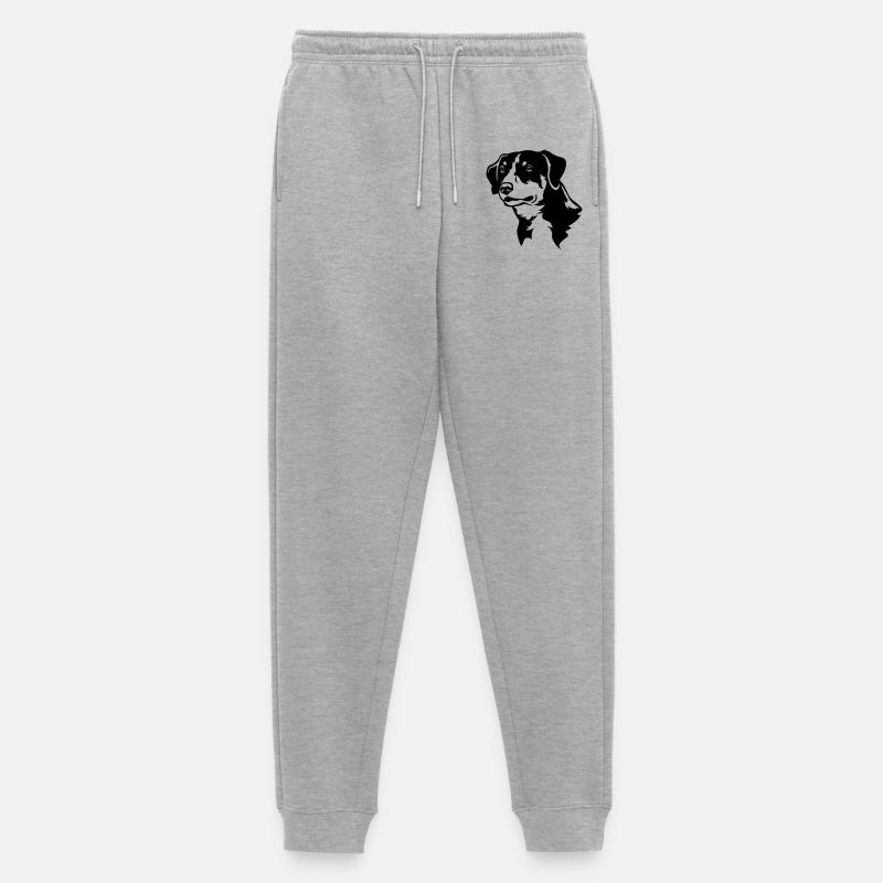 Entlebucher Sennenhund Kopf "Black Edition" - Männer Premium Bio Jogginghose - Grau meliert