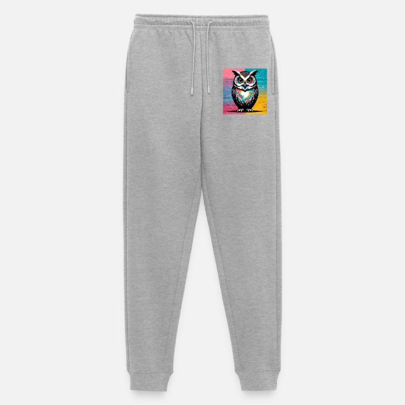 Eule - Männer Premium Bio Jogginghose - Grau meliert