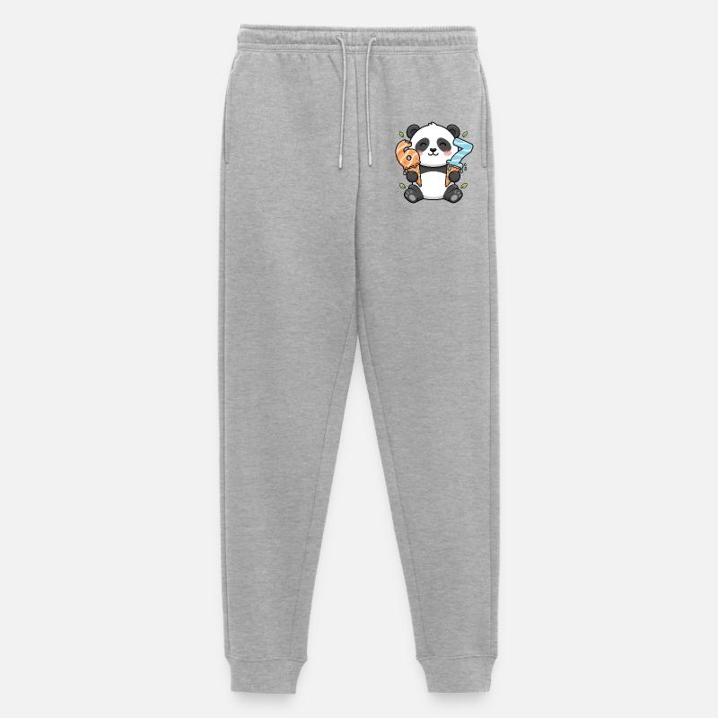Panda Icecream Delight 67 Meme - Männer Premium Bio Jogginghose - Grau meliert