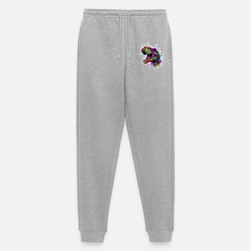 Bunter Dino-Splatter - Männer Premium Bio Jogginghose - Grau meliert