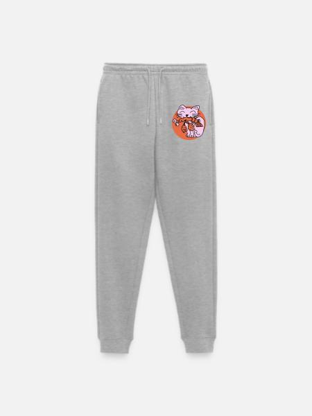 Cat eats cancer - Men's Premium Organic Joggers - heather grey