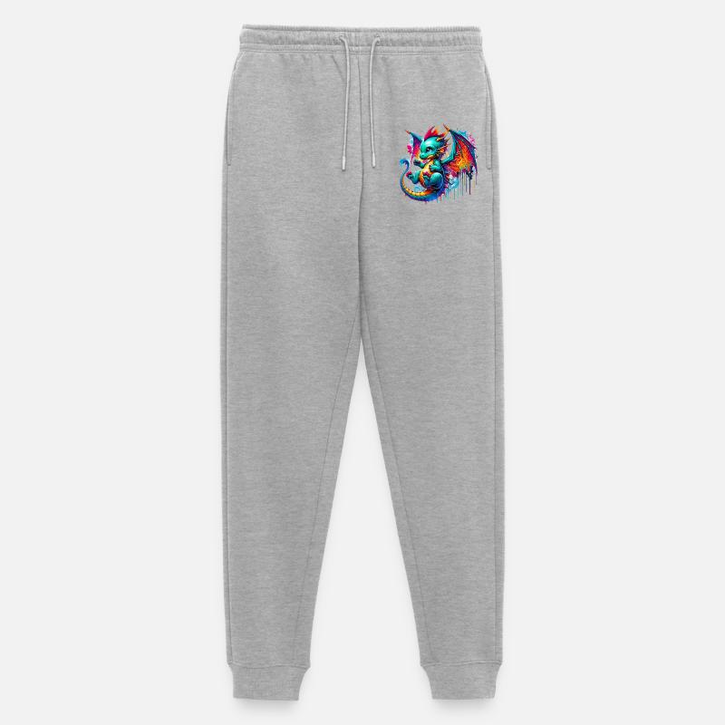 Drache - Männer Premium Bio Jogginghose - Grau meliert