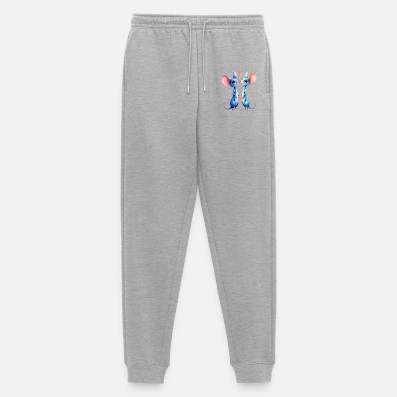 Blaue Mäuse verliebt - Männer Premium Bio Jogginghose - Grau meliert
