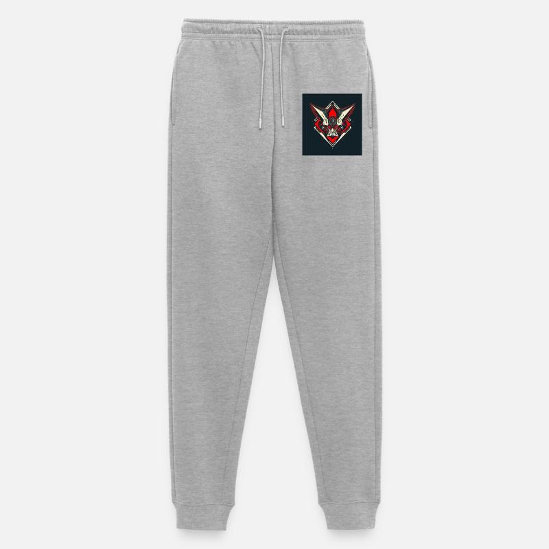 Schädel-Krieger-Emblem - Männer Premium Bio Jogginghose - Grau meliert