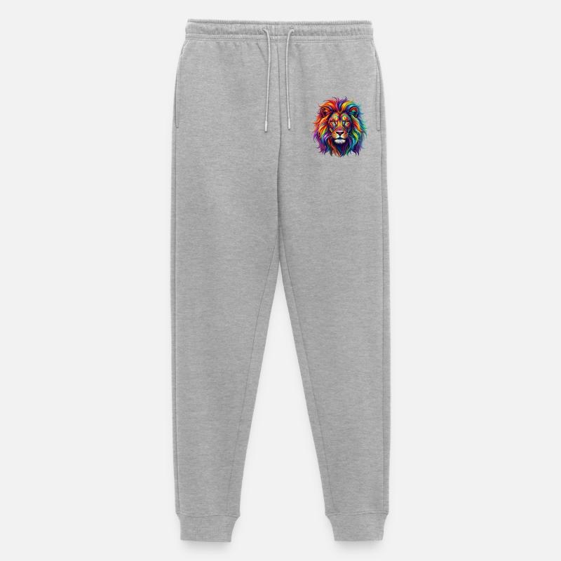 Regenbogenlöwe / Löwe in Regenbogenfarben - Männer Premium Bio Jogginghose - Grau meliert