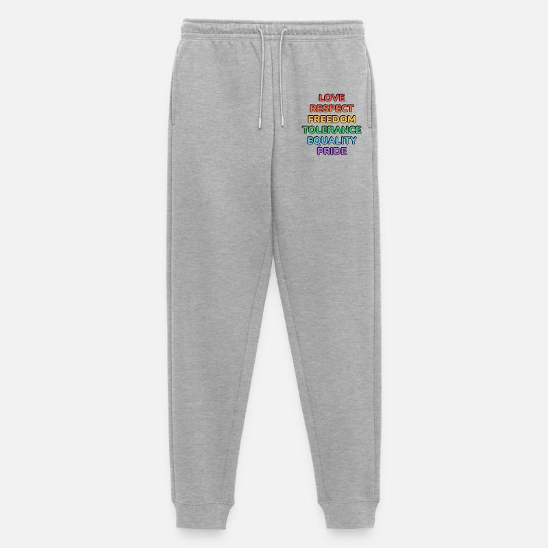 Pride Values Rainbow Text - Men's Premium Organic Joggers - heather grey